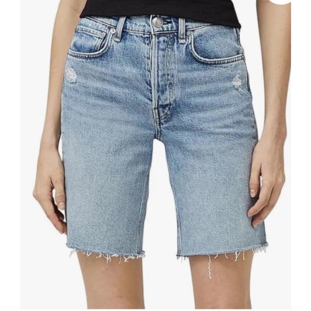 Rag & Bone Bermuda Shorts Distressed‎ Raw Hem Denim Relaxed  Womens Size 23 (E)